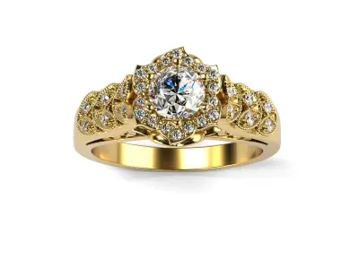 Vintage Round Oval Center Stone Ring 3D print model purchase