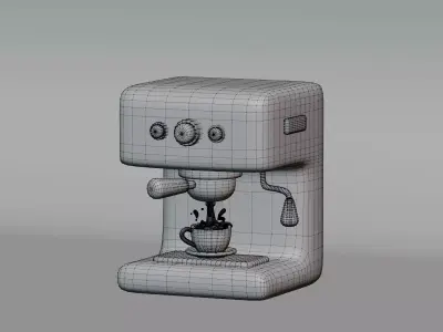 Cartoon Coffee Machine Low-poly 3D model