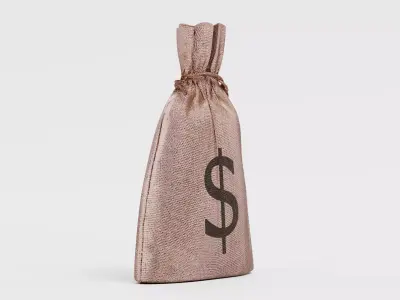 Jute Money Bag - Burlap Sack with Dollar Symbol 3D model