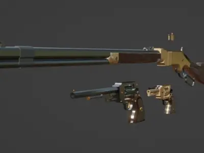weapon revolver winchester Low-poly 3D model