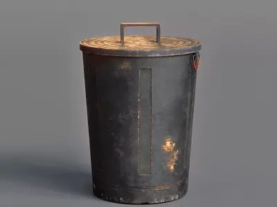 Garbage can Aged PBR Low-poly 3D model