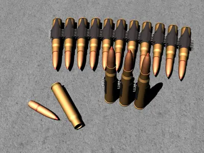 Mauser rifle cartridge for 98k MG 34 MG42 Germany Free 3D model