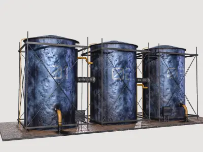 oil Tanks Low-poly 3D model purchase