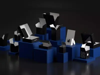 Bundle of Packaging Boxes Low-poly 3D model