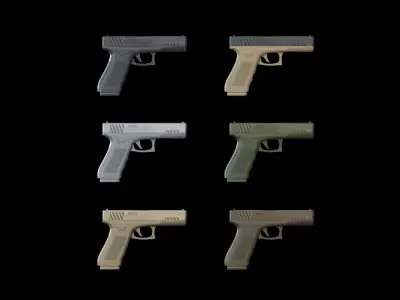Autopistol gun Low-poly 3D model