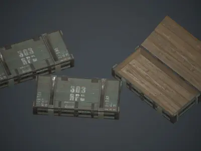 Old Wooden Weapon Case 1 PBR Game Ready Low-poly 3D model