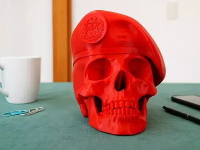 Peruvian Army Beret Skull printable and renderable 3D print model