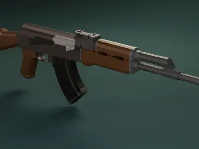 Low-Poly Ak-47 weapon Free low-poly 3D model