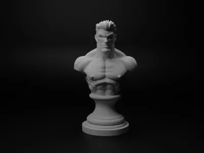 Iron Fist Fighter Bust Chess 3D print model buy
