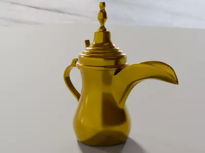 Traditional Arabic Coffee Pot - Gold Dallah 3D Model 3D model