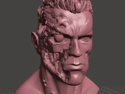 ARNOLD T2 STYLE BATTLE DAMAGED TERMINATOR INSPIRITED BUST 3D print model
