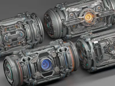 Sci-Fi Elements Kitbash - Full Pack 3D model