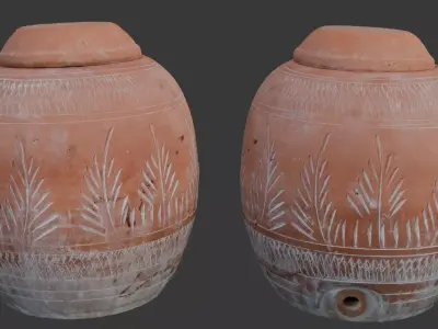  Terracotta Water Jar Scan Low-poly 3D model