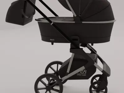 Realistic Baby Stroller Sweet BABY 3D model