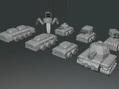 Full pack of low poly vehicles Low-poly 3D model