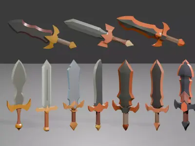 10 Stylized Swords  Low Poly Weapons for Games Low-poly 3D model
