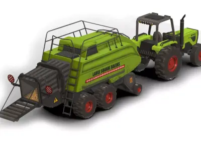 Farm Tractors And Bulldozers Low-poly 3D model