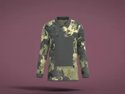 Military Outfit - T-shirt Low-poly 3D model 13
