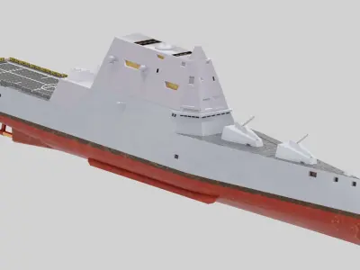 US NAVY USS Zumwalt DDG-1000 destroyer Low-poly 3D model