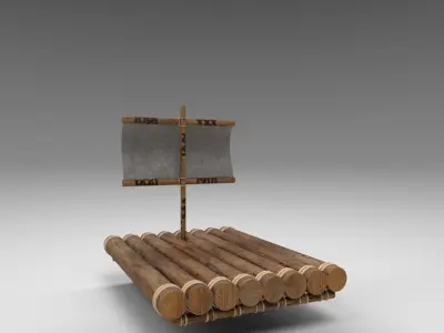 boat of whood Low-poly 3D model