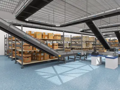 Conveyor Belt Scene Low-poly 3D model