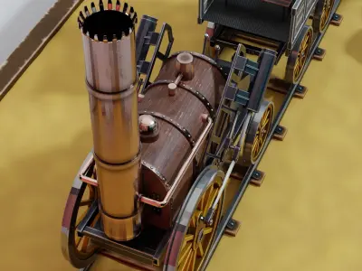 locomotive Rocket Low-poly 3D model