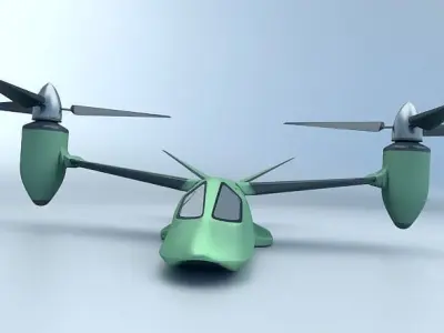 Military rotocraft VTOL concept Low-poly 3D model