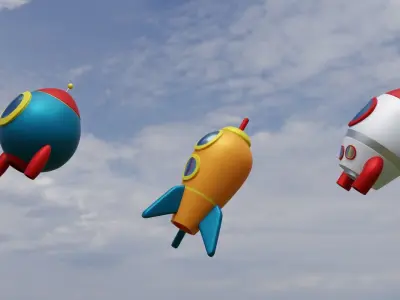 Spaceship Cartoon Low-poly 3D model Low-poly