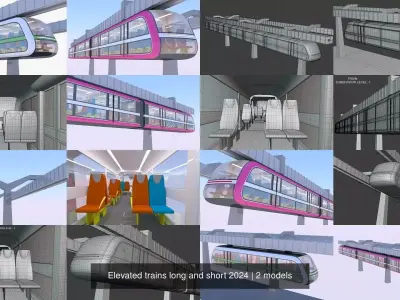 Elevated trains long and short 2024 3D Model Pack