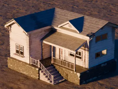 Realistic Old House Free low-poly 3D model