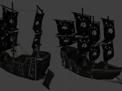 Cursed Stylized HandPainted Ship Low-poly 3D model