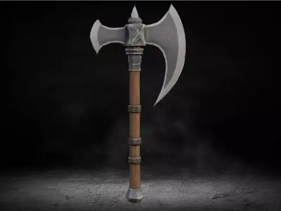 Viking - Medieval OneHand Battle Axe Low-poly 3D Model Low-poly 3D model