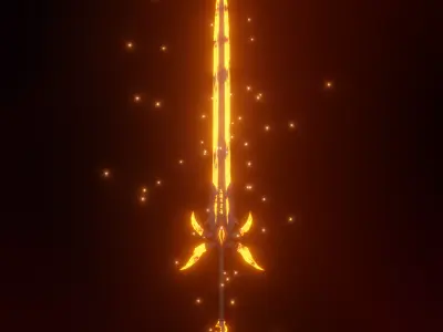 Cursed sword PBR Low-poly 3D model