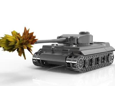 Simple Tiger Tank Low-poly 3D model