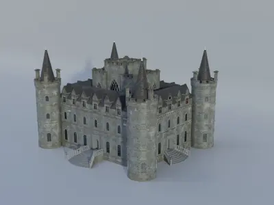 Medieval Central Castle Low-poly 3D model