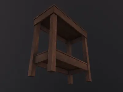 Wooden Bedside Table 3D Model Low-poly 3D model