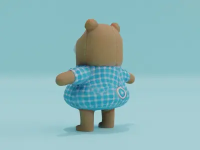 Bear Teddy Doll Wear in clothes Free low-poly 3D model