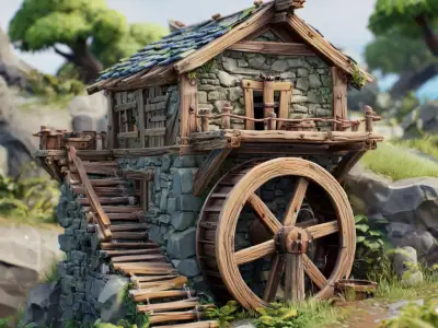 FREE Windmill and Village Buildings Pack Free low-poly 3D model