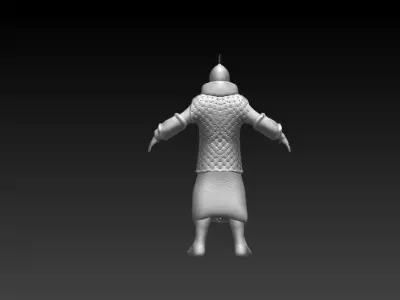 Medieval soldier from the east Low-poly 3D model