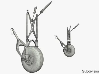 DC-3 Main Landing Gear and Propeller 3D model