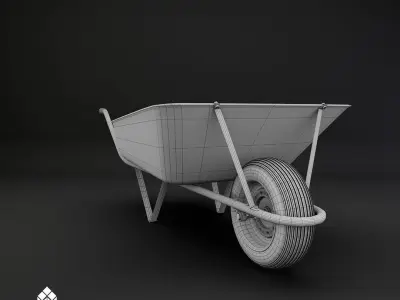 Rusty wheelbarrow Low-poly 3D model