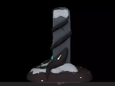 Stylized Frozen Grave Tombstone Game Ready - AI Low-poly 3D model