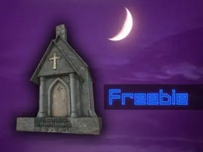 Mausoleum gothic church at sunset Free low-poly 3D model