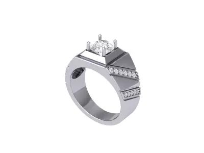 Man Round Stone Ring 3D print model