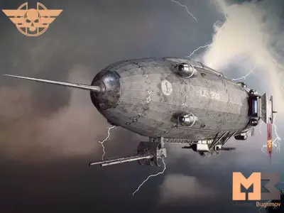 Dystopia Airship Low-poly 3D model