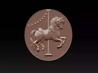 Whimsical Carousel Horse Relief 3D print model