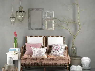 Hubsch interior rattan set  3D model