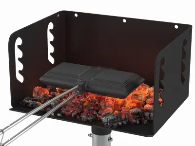 Cast Iron Sandwich Press in Metal Grill 3D model