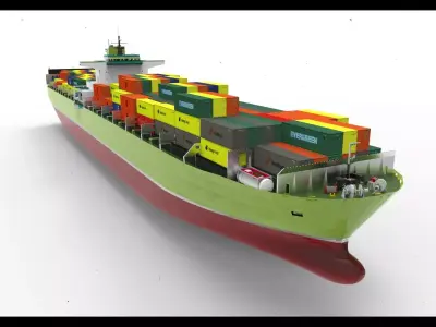 Super Container Ship green  3D model