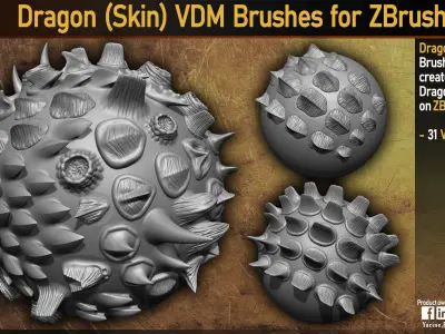 Dragon Skin VDM Brushes for ZBrush Vol 01 Low-poly 3D model